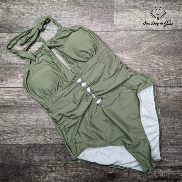 Charmo V Neck One Piece Swimsuit Size L - Picture 1 of 5